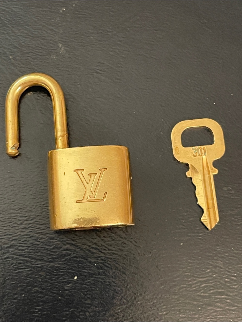 Louis Vuitton Gold Padlock with LV Monogram Authentic Key 301 - Picture 4 of 6